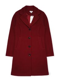 24 Bulk Womens Midi Wool Coat In Burgundy Assorted Sizes S-xl