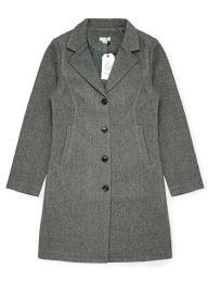 24 Bulk Womens Midi Wool Coat In Charcoal Assorted Sizes S-xl
