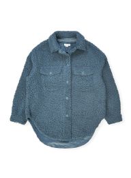 12 Bulk Womens Sherpa Fleece Shirt Jacket In Blue Assorted Sizes S-xl
