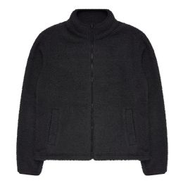 24 Bulk Mens FulL-Zip Sherpa Fleece Jacket In Black Assorted Sizes S- xl