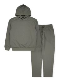 12 Bulk Mens Pullover Hoodie & Jogger Set In Green Assorted Sizes S-2xl