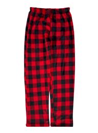 24 Bulk Mens Micro Polar Lounge Pants In Red Assorted Sizes S-xl