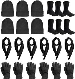 6 Bulk Yacht & Smith Thermal Bundle Care Combo Pack, Hats, Glove, Scarf, Crew Socks