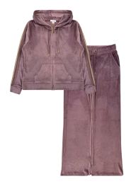 10 Bulk Womens Velour Zip Hoodie & WidE-Leg Pant Set Assorted Sizes S-L, Mauve