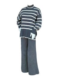 12 Bulk Womens 2-Piece Striped Knit Lounge Set Size S/m And L/xl , Gray