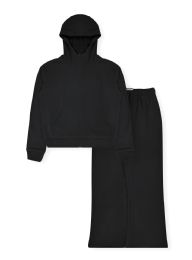 12 Bulk Womens ZiP-Up Jacket & WidE-Leg Pants Set Assorted Sizes S-Xl, Black