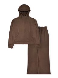 12 Bulk Womens ZiP-Up Jacket & WidE-Leg Pants Set Assorted Sizes S-Xl, Brown