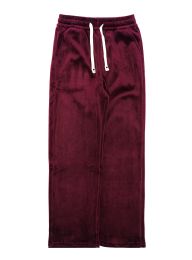 24 Bulk Womens Velvet Lounge Pants Assorted Sizes S/m And L/xl In Burgundy