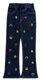 24 Bulk Girl's Flare Jeans With Embroidered Patches