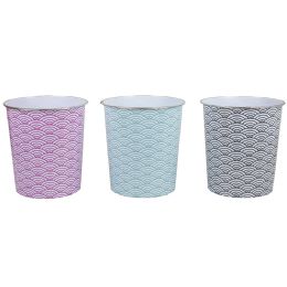 24 Bulk Chevron 5 Liter Open Top Compact Decorative Round Waste Bin