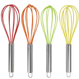 24 Bulk Silicone Balloon Whisk With Steel Handle