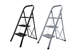 4 Bulk 3 Step Folding Steel Ladder With AntI-Slip Steps And NoN-Marring Feet