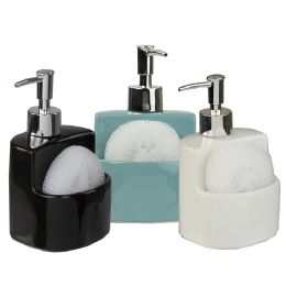 12 Bulk 8 Oz. Square Ceramic Soap Dispenser With Sponge