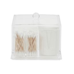 12 Bulk Dual Compartment Cosmetic Organizer With Cotton Pads And Swabs