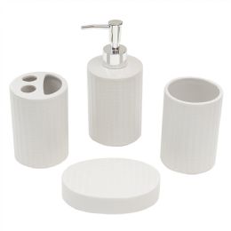 12 Bulk Ari 4 Piece Ceramic Bath Accessory Set, White