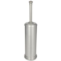 6 Bulk Spire Brushed Stainless Steel Toilet Bowl Brush And Holder, Silver