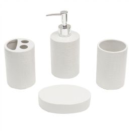 12 Bulk Oly 4 Piece Ceramic Bath Accessory Set, White