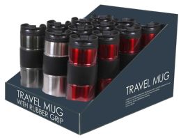 12 Bulk Stainless Steel Travel Mug With Rubber Grip