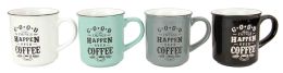 36 Bulk Good Things Happen Over Coffee Bone China 12 Oz. Novelty Mug