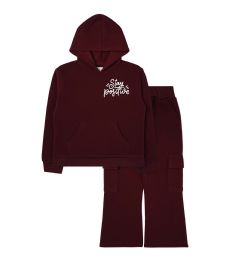 24 Bulk Girls 2pc Fleece Set Assorted Sizes 4-6x Burgundy