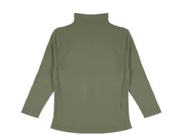 96 Bulk Girls Turtle Neck Shirts Assorted Sizes S/m And L/xl In Army Green