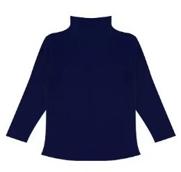 96 Bulk Girls Turtle Neck Shirts Assorted Sizes S/m And L/xl In Navy