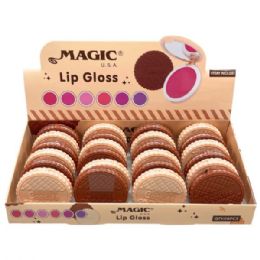 48 Bulk Magic Usa Cookie Jar Lip Gloss Comapct With Mirror In Countertop Display