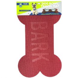 12 Bulk Mod Dog 24"x16" Bone Shaped Feeding Mat In Red