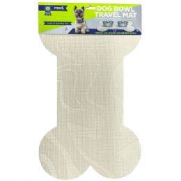 12 Bulk Mod Dog 24"x16" Bone Shaped Feeding Mat In Cream