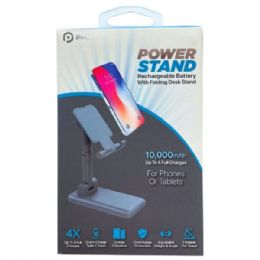 12 Bulk Pom Gear Power Stand 10000 Mah Powerbank With Folding Phone & Tablet Stand In Gun Metal