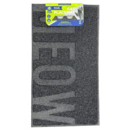 12 Bulk Mod Dog 24"x16" Rectangular Black Feeding Mat With Meow Design