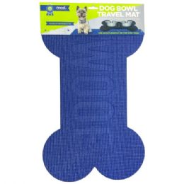 12 Bulk Mod Dog 24"x16" Bone Shaped Feeding Mat In Blue