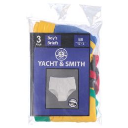 240 Bulk Yacht And Smith Boys Cotton Underwear Briefs In Assorted Colors, Size Small