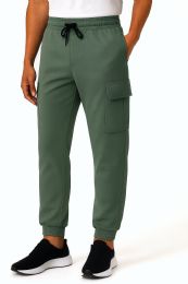 144 Bulk Mens Cotton Fleece Cargo Joggers In Basil Assorted Sizes S-xl