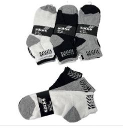 36 Bulk 3pr Men's Anklets 10-13 [sport] Blk/gry/white