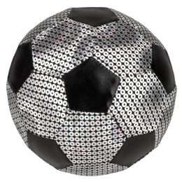 144 Bulk Silver Shiny Metallic Fabric Soccer Ball 6" 144/18