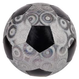 48 Bulk Silver Shiny Metallic Fabric Soccer Ball 16" 48/24