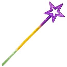 600 Bulk 12" Mardi Gras TrI-Color Metallic Star Wand