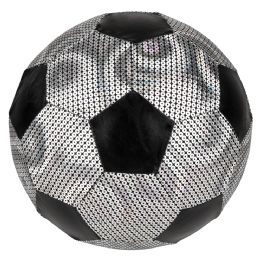 108 Bulk Silver Shiny Metallic Fabric Soccer Ball 9" 108/20