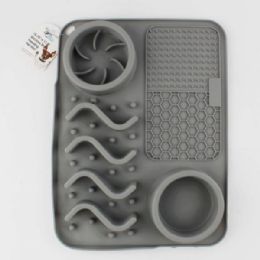 4 Bulk Silicone Slow Feeding Pet Mat With BuilT-In Bowls And Textured Lick Pads