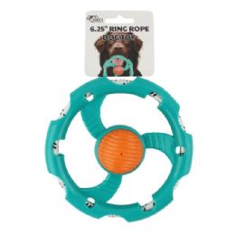 6 Bulk Durable Ring Rope Dog Toy With Textured Ball Center For Chewing And Tug Play