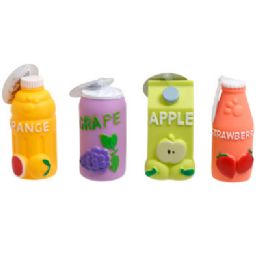 48 Bulk Dog Toy Vinyl Juice Drinks 4 Assorted In Pdq Ref #408998