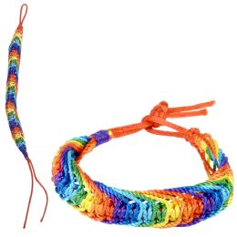 864 Bulk 7-inch Rainbow Chunky Friendship Bracelet