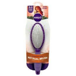 12 Bulk Halo Wire Pin Dual Sided Pet Brush With Gel Grip Handle In Assorted Colors