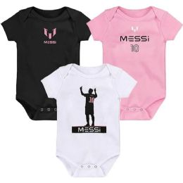 24 Bulk 3pk Girls Messi Crowd Salute Logo Bodysuit 3-Asst Size (12M-18M-24m)