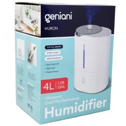 6 Bulk White Ultrasonic Cool Mist Humidifier For Bedroom, Large Rooms, Home - Easy Fill & Clean Humidifier W/auto ShuT-Off, 40h Runtime - Geniani