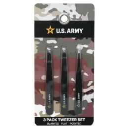 72 Bulk 3pc Us Army Blk Tweezer Set
