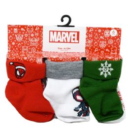 60 Bulk 6pk 6-12m Spiderman Web Crawler Turn Cuff Socks