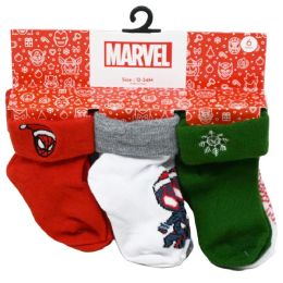 60 Bulk 6pk 12-24m Spiderman Web Crawler Turn Cuff Socks