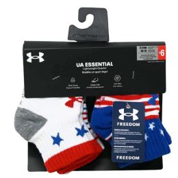 60 Bulk 6pk 12-24m Boys Stars & Stripes Essentials Qtr Socks